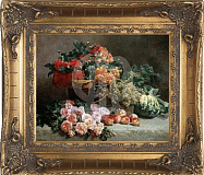 Картина "Розы, персики, виноград" 20*25см + багет №14