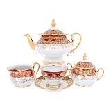 Чайный сервиз на 6 персон Queen's Crown Aristokrat Лист красный