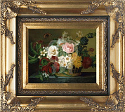 Картина "Цветы в корзинке" 20*25см + багет №43